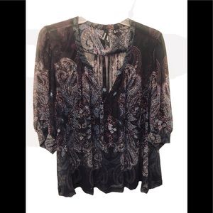 Petticoat Alley Size XL Dark Purple Boho Shirt